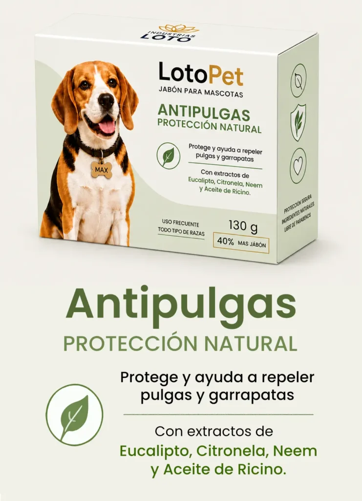 Jabón mascotas LotoPet Antipulgas protección natural